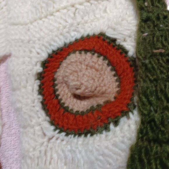 Vintage 1970s Womens 7 foot  KNIT GROOVY BOHO HIPPY LONG Neck Scarf Olive /Green - Picture 5 of 6